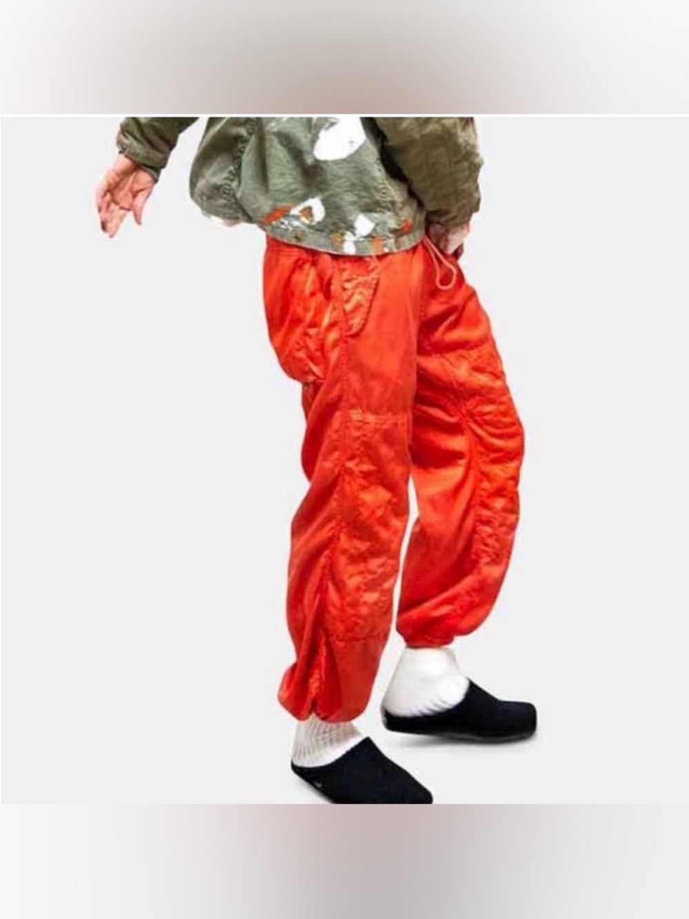 Free City Orange Satin Parachute Pants